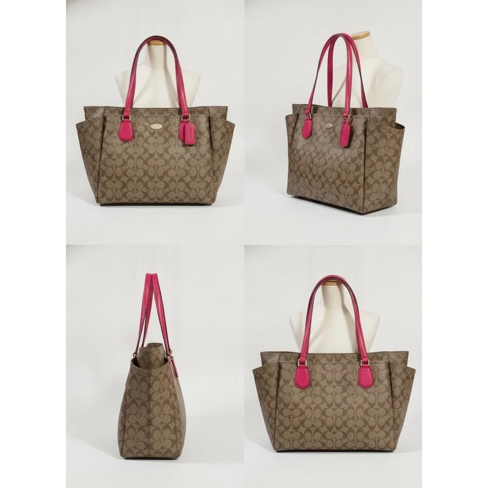 Coach Signature Canvas Baby Bag Diaper Tote Khaki Pink F35414